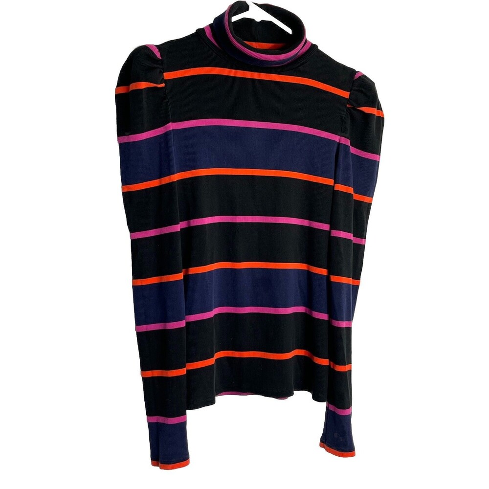Veronica Beard Striped Cedar Turtleneck Puff Shoulder ALT ASO Molly McCook Iman